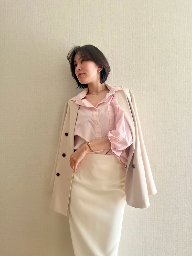 anuans(アニュアンス)スタンダードシャツ🌸ピンクシャツを使った春コーデ_1