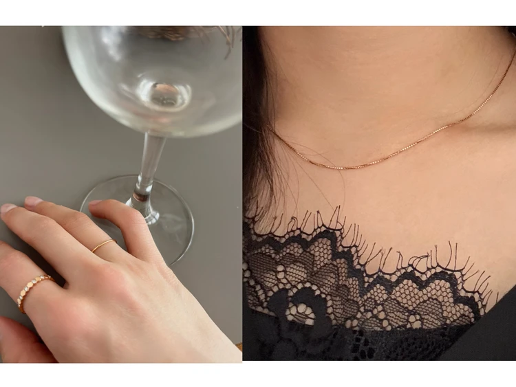 ミュートジュエリー, ベネチアンチェーンネックレス, K18アクセサリー, シンプルジュエリー, レイヤードネックレス, ヒロタカリング, 手元コーデ, 上品アクセサリー, 30代ファッション, 大人カジュアル