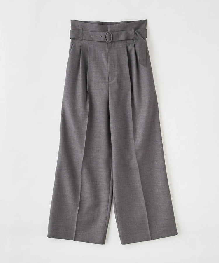 ストラ 折り返しベルトワイドパンツ ダークグレー
