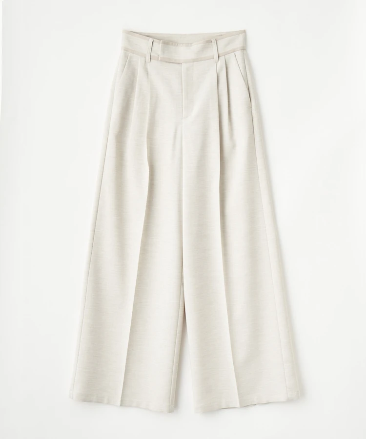 ストラ 【接触冷感・撥水・UVカット】ウエストトリムワイドパンツ ライトベージュ