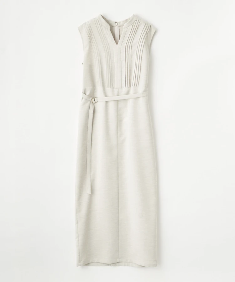 ストラ 【接触冷感・撥水・UVカット】ピンタック入りワンピース ライトベージュ