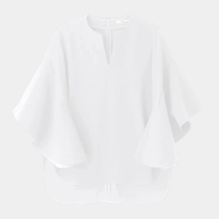 ル フィル 2WAYツイルフレアブラウス ホワイト