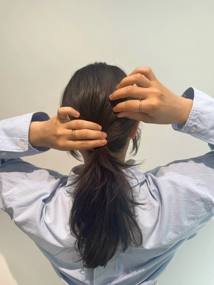 30代髪型・ロングのヘアアレンジプロセス 1