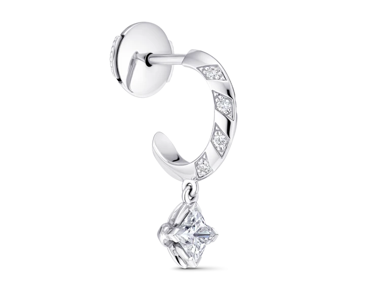 LV ダイヤモンド シングルフープピアス(ホワイトゴールド×LV モノグラムスターカットダイヤモンド×ダイヤモンド)¥693000~