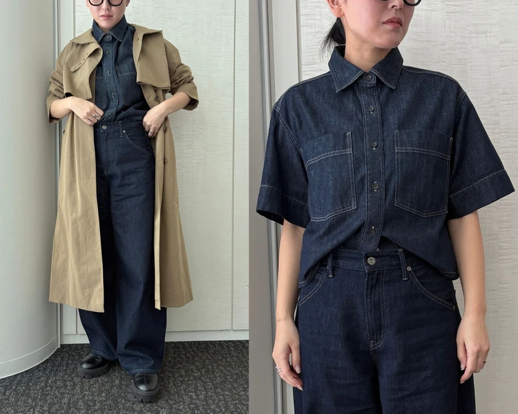 【UNIQLO（ユニクロ）】新作の「デニムボクシーシャツ/5分袖」をライターが試着レビュー！春から使えてはおりにもなる#BAILA読む試着室