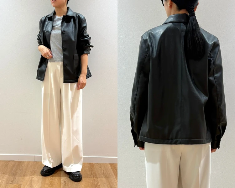 【UNIQLO（ユニクロ）】新作の「コーティングリラックスシャツジャケット」をライターが試着レビュー！羽織るだけで秋コーデが決まる #BAILA読む試着室