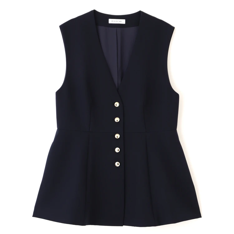 ナチュラルビューティーベーシック フロントボタンペプラムジレ SETUP ネイビー