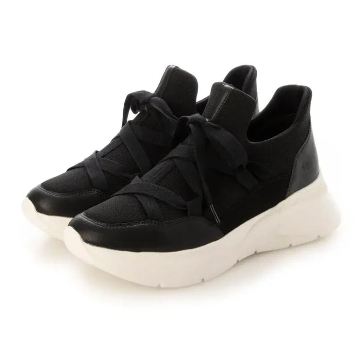 マッキントッシュ フィロソフィー 厚底リボンモチーフスリッポンスニーカー ブラック