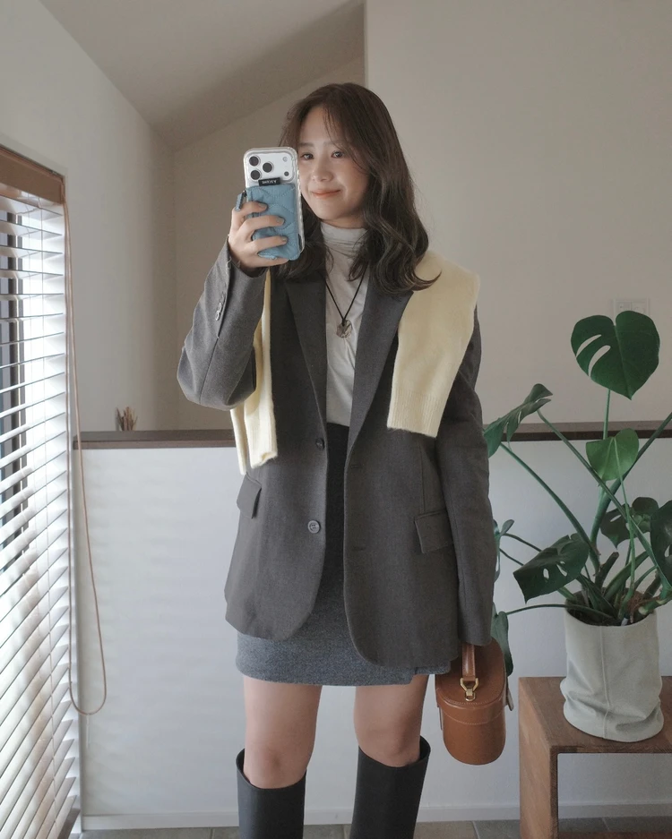 【GU レビュー】超使える「パフニットクルーネックカーディガン 徹底解説！_3