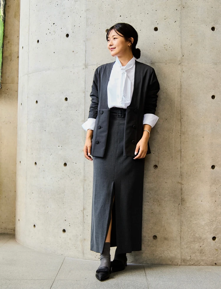 レリタージュ マルティニーク　T/R2WAYストレッチダブルスプレテッドジャケット　プレス着用画像