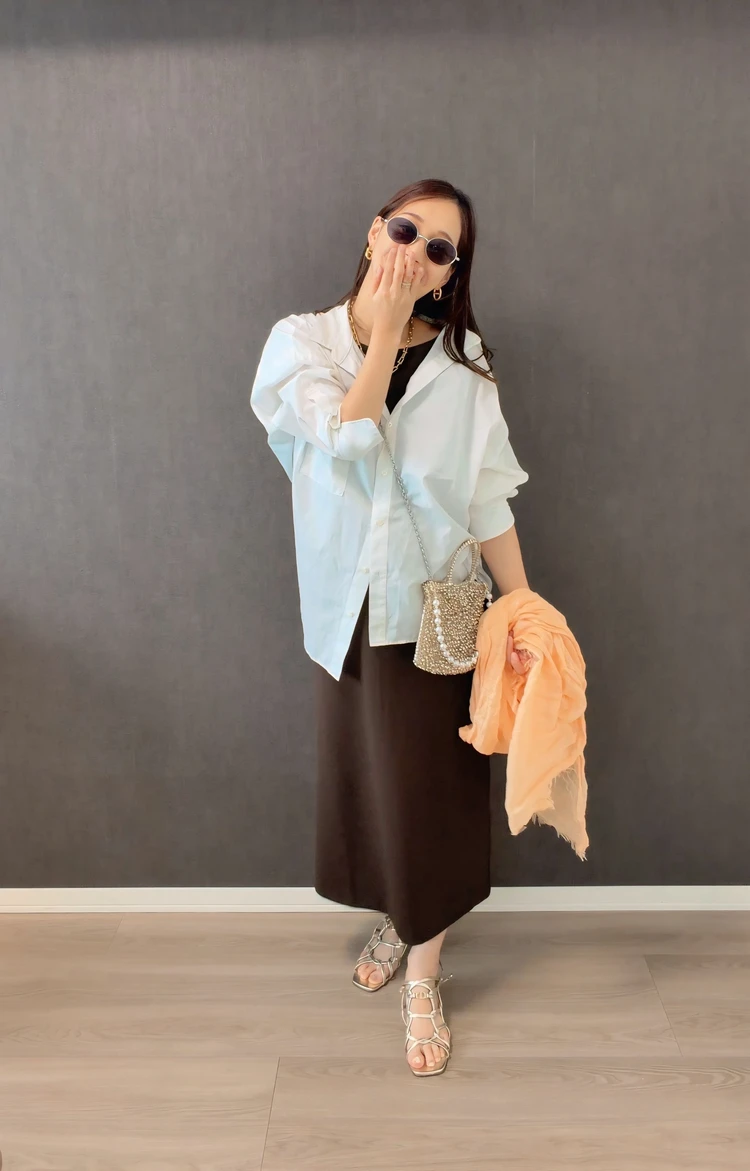 【UNIQLO】クレープジャージーワンピース着用コーデ