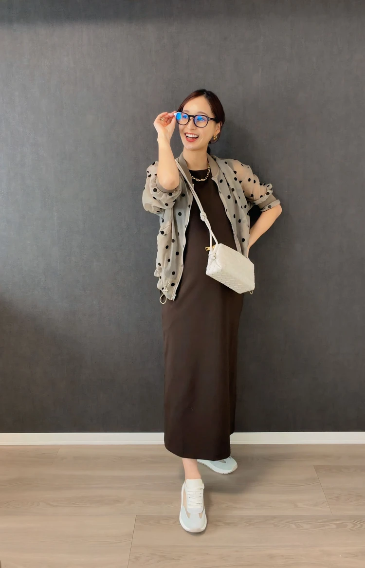 【UNIQLO】クレープジャージーワンピース着用コーデ