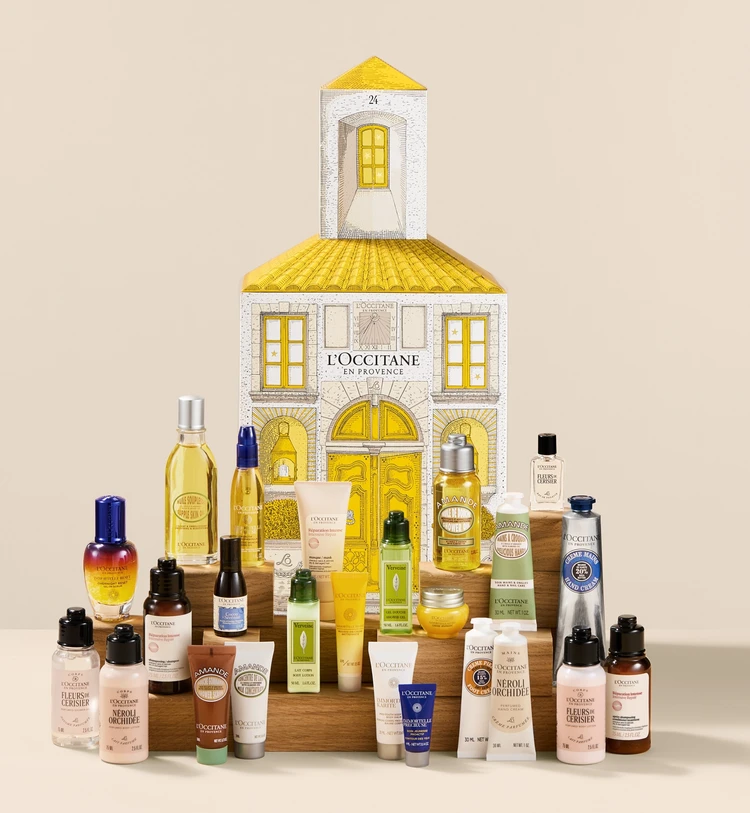 クリスマスコフレ　2025　ロクシタン　アドベントカレンダー　ロクシタン プレミアムアドベントカレンダー 2025 ￥29150（2025年10月29日限定発売） セット内容：現品6個、ミニ製品18個 計24個入り　BOXサイズ(約)：縦37×横22×奥行22cm ＊画像はイメージのため実際の内容とは異なることがあります