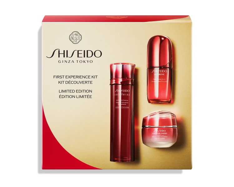 クリスマスコフレ　2025　SHISEIDO ファースト エクスペリエンスキット　￥5940（2025年11月1日数量限定発売）  セット内容：SHISEIDO アルティミューン™ パワライジング セラム 15mL、SHISEIDO オイデルミン エッセンスローション 30mL、SHISEIDO エッセンシャルイネルジャ ハイドレーティング クリーム 15g