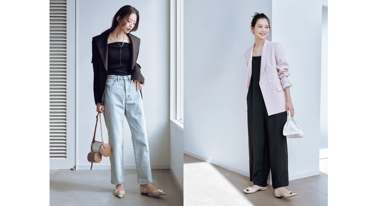 【ジャケット×フラット靴のスタイルアップテク3選】デザインや合わせる服を変えて重心アップ＆細見え！