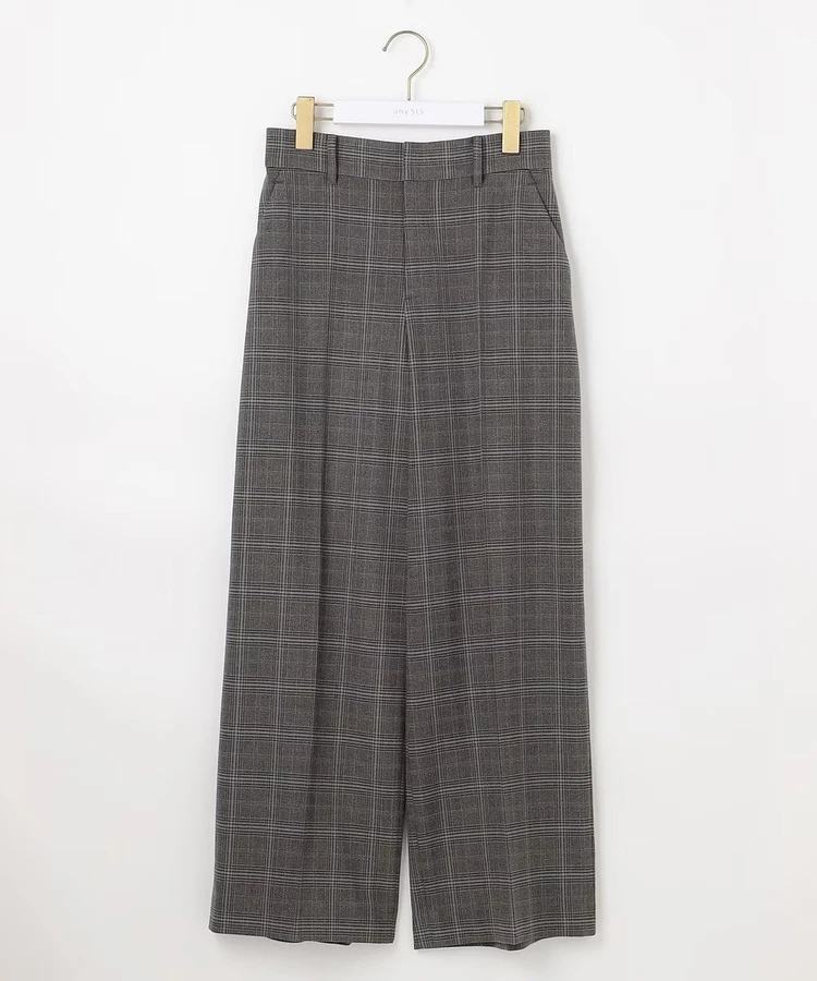 エニィ スィス ビューティサーモ2WAYストレッチ ワイドパンツ グレーチェック