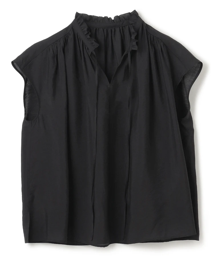 アンフィーロ　ヴィンテージシアー ギャザーブラウス　ブラック