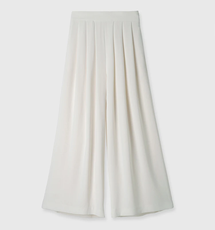 アニュアンス ダブルサテンタックワイドパンツ ECRU