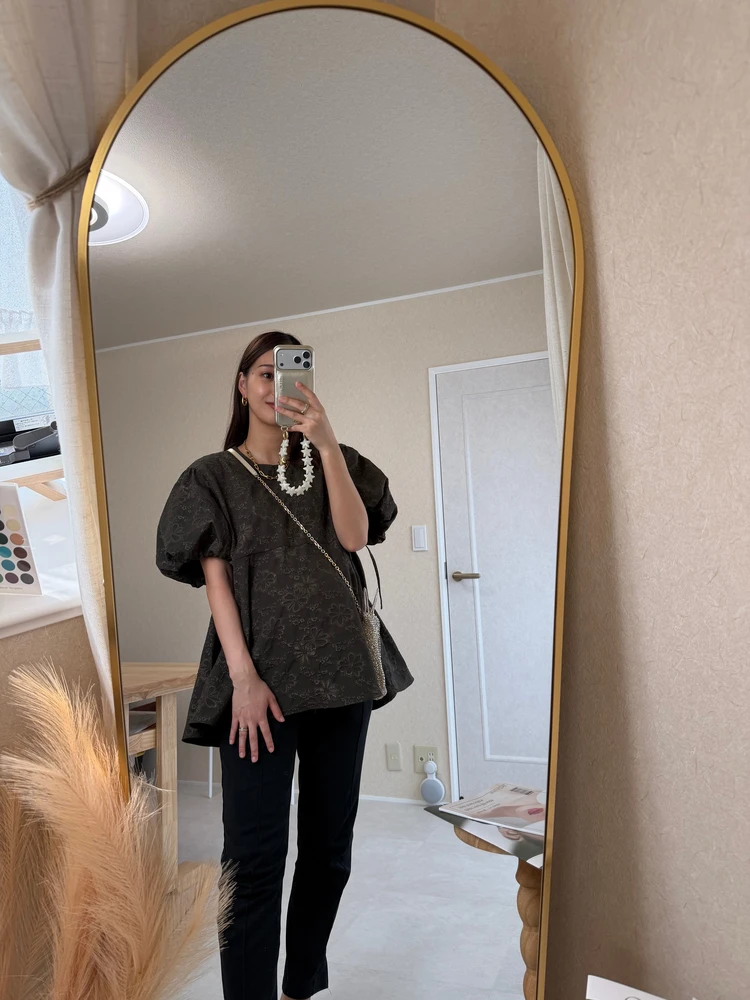 【GU×rokhコラボ】 バルーンスリーブチュニック / 着用コーデ