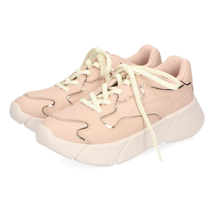ORTR　メタリックライン厚底スニーカー　ピンク