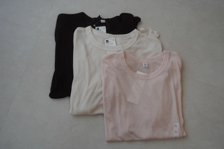 【GU】ソフトシアークルーネックT(長袖)