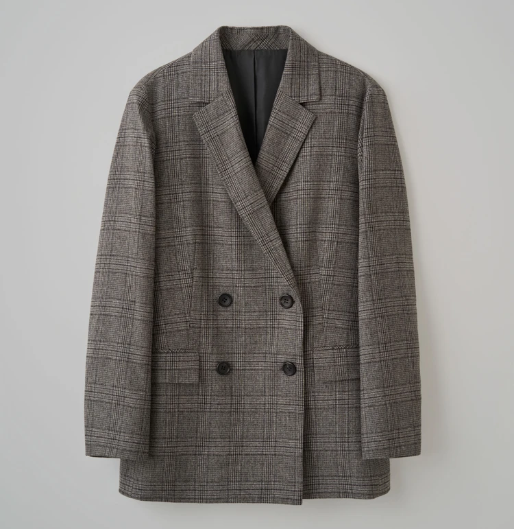 ソージュ　グレンチェックダブルジャケット　GRAY