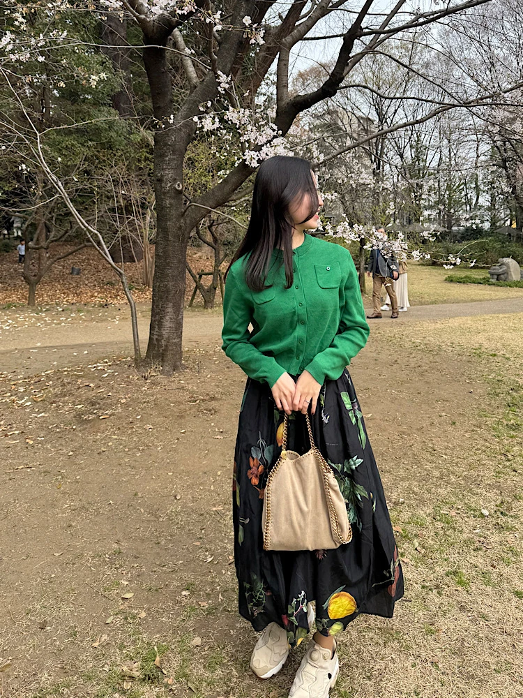 【お花見コーデ】CABaNのカーデ×ボタニカルスカート_1_2