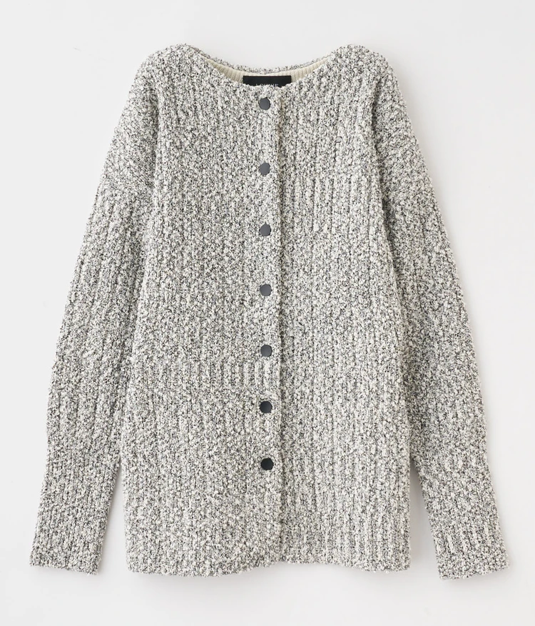 ルーニィ ブークレミドルカーディガン オフ×ブラック