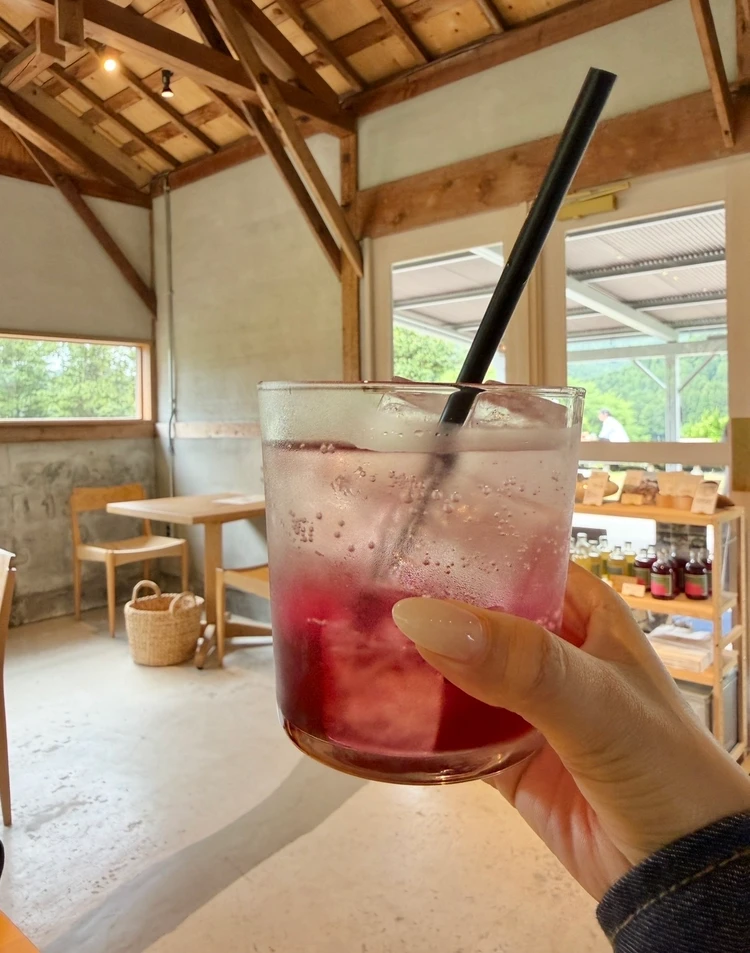 赤紫蘇ソーダ　京都　大原　カフェ