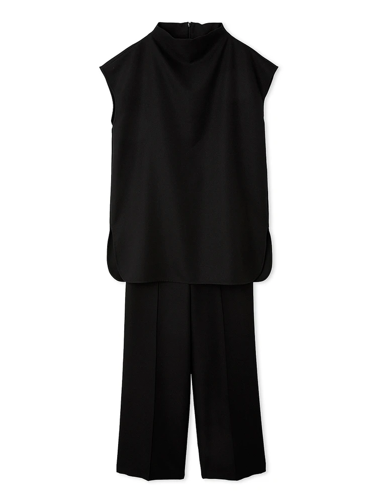 ミラ オーウェン　ドレープブラウスセミフレアゴムパンツSETUP　￥17600