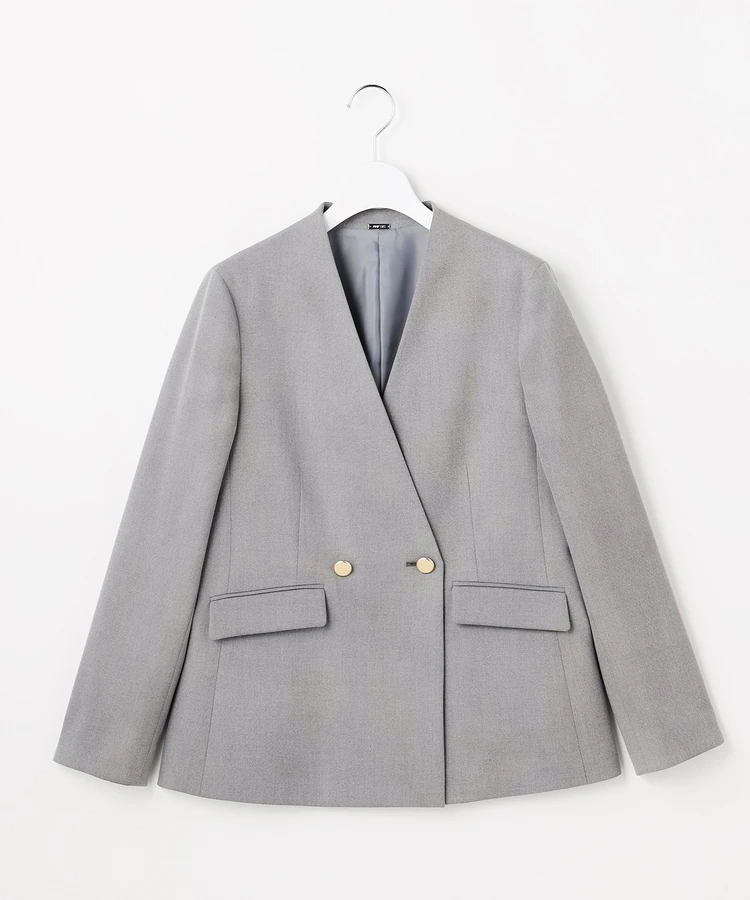 エニィ スィス 褒めらレディシリーズ カラーレスジャケット グレーシャンブレー