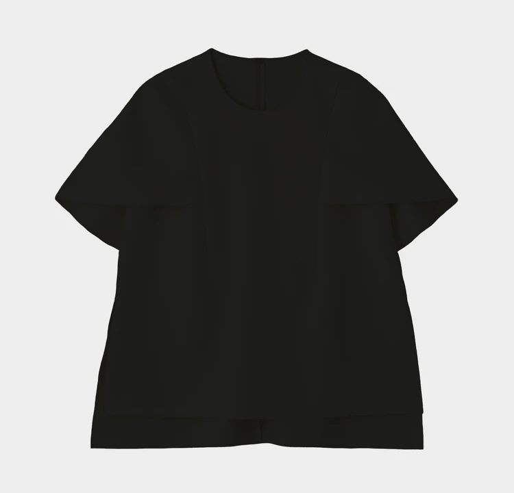 ル フィル ライトダンボールケープブラウス ブラック