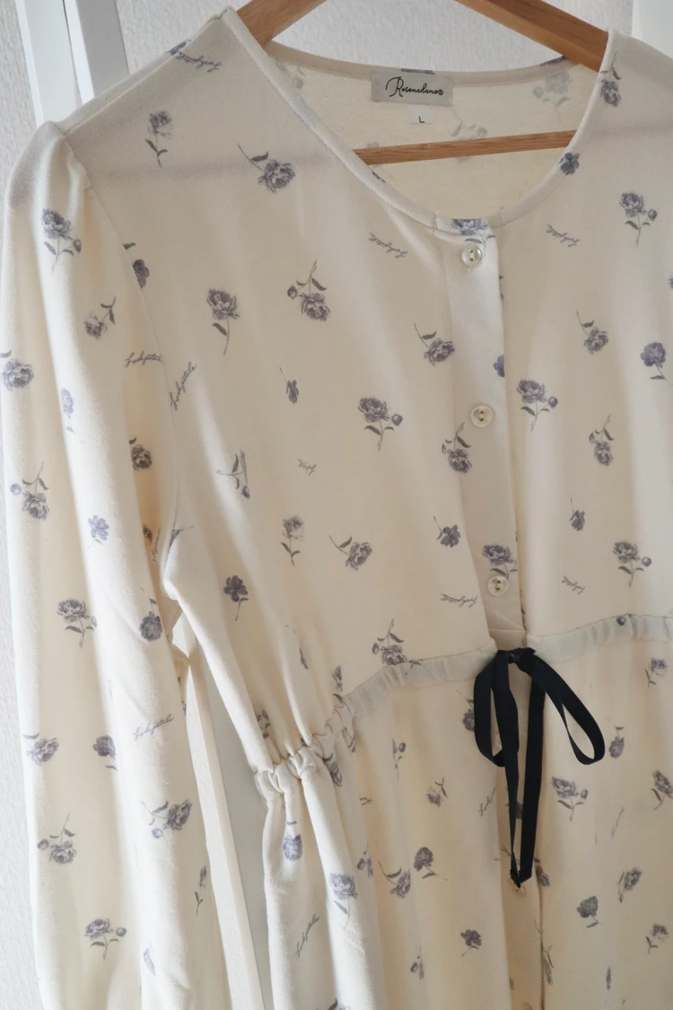 Rosemadame ローズマダム おうち 時間 ネグリジェ レトロ 花柄 裏毛 マタニティ パジャマ 前開き 入院準備 出産 授乳 ルームウェア ロング丈