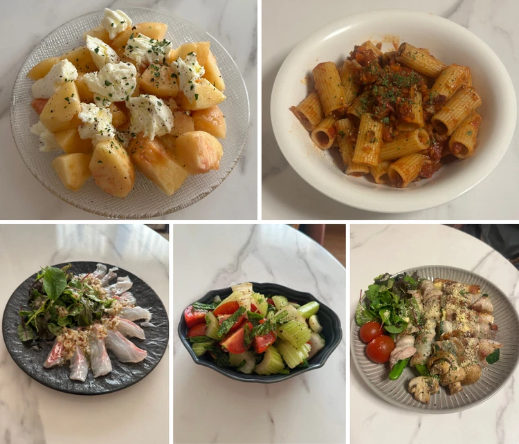 5種類の手作り料理の画像