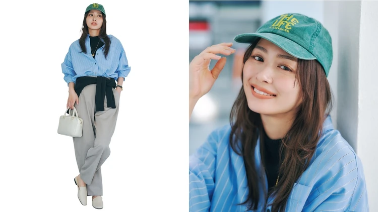 きれいめ派大人女子がおしゃれにキャップをかぶるならヘアアレンジは「ゆる巻きダウン」が最適解！