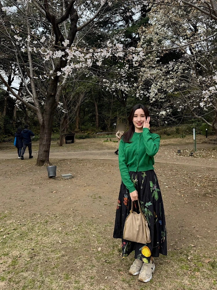 【お花見コーデ】CABaNのカーデ×ボタニカルスカート_1_1