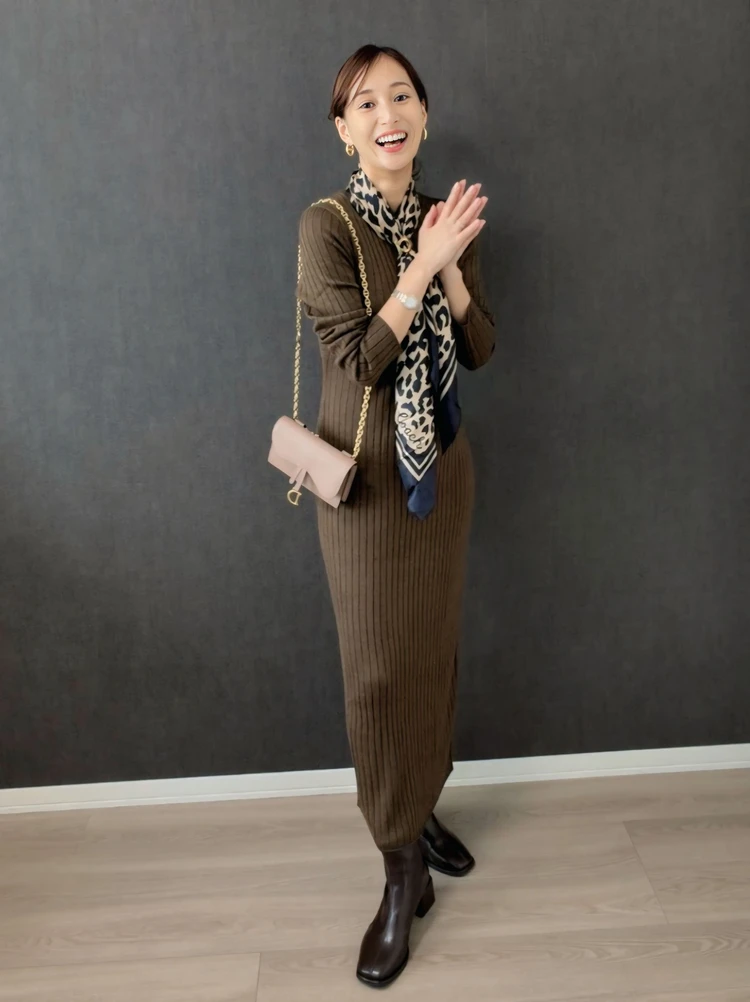 【UNIQLO】欧州コレクション/メリノブレンドワイドリブニットワンピース