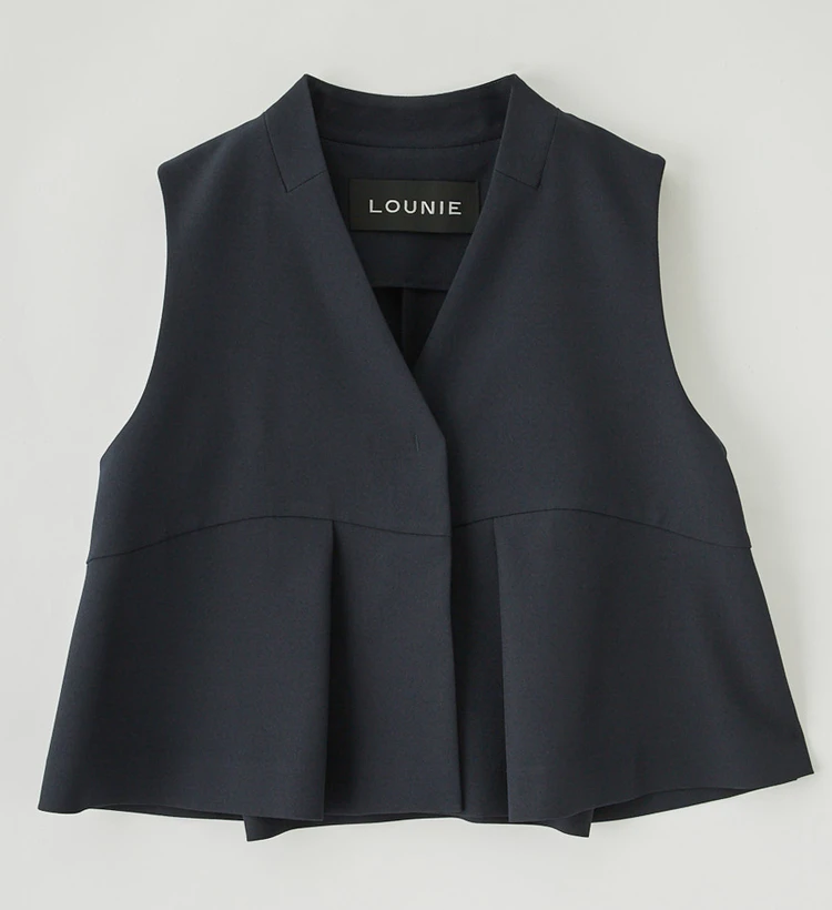 ルーニィ　ショートペプラムジレ　ネイビー