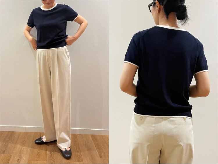 【UNIQLO(ユニクロ)】新作の「UVカットクルーネックセーター」をライターが試着レビュー! きちんと見えと機能性を両立するトップス #BAILA読む試着室