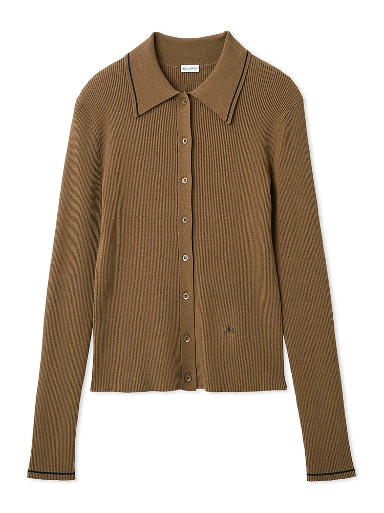 ミラ オーウェン　ポロ衿リブニットカーディガン　￥8910