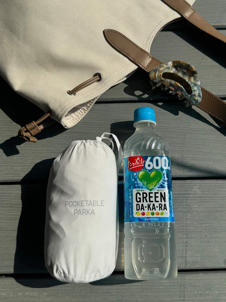 UNIQLOのポケッタブルUVカットパーカとペットボトルでサイズの比較