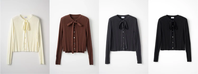 アウディーレ　ボウタイ リブ アンサンブル ニット　カラバリ