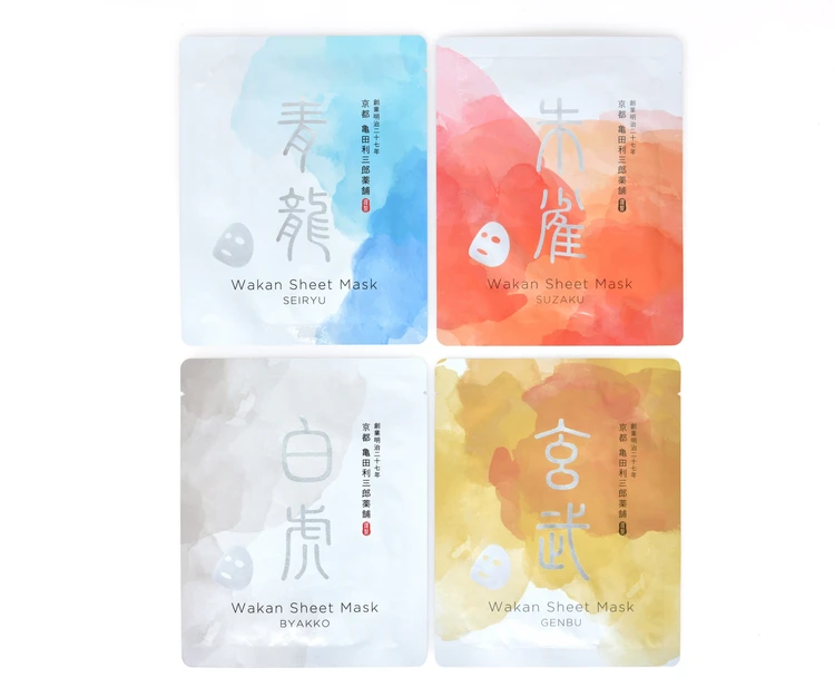 プレゼント　BAILA 　京都の老舗発！ 生薬ブレンドのバイオセルロースマスク　亀田利三郎薬舗　和漢シートマスク　全4種　集合写真