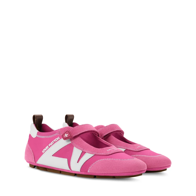 新作ウィメンズシューズ｢LV スニーカリーナ メリージェーン｣　ピンク　サイド