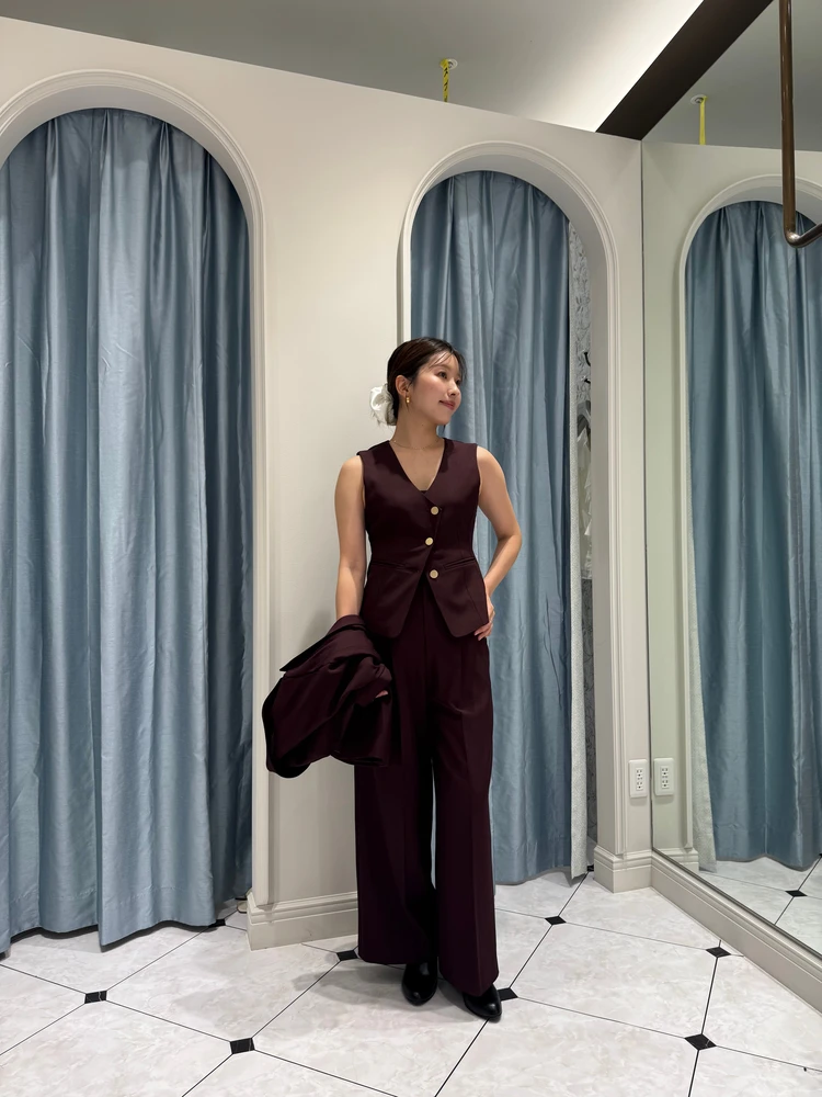 3ピースセットアップ　ジャケット　ベスト　パンツ　ボルドー