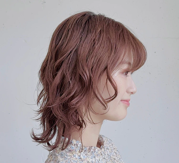 パーマ×オレンジブラウン　サイド