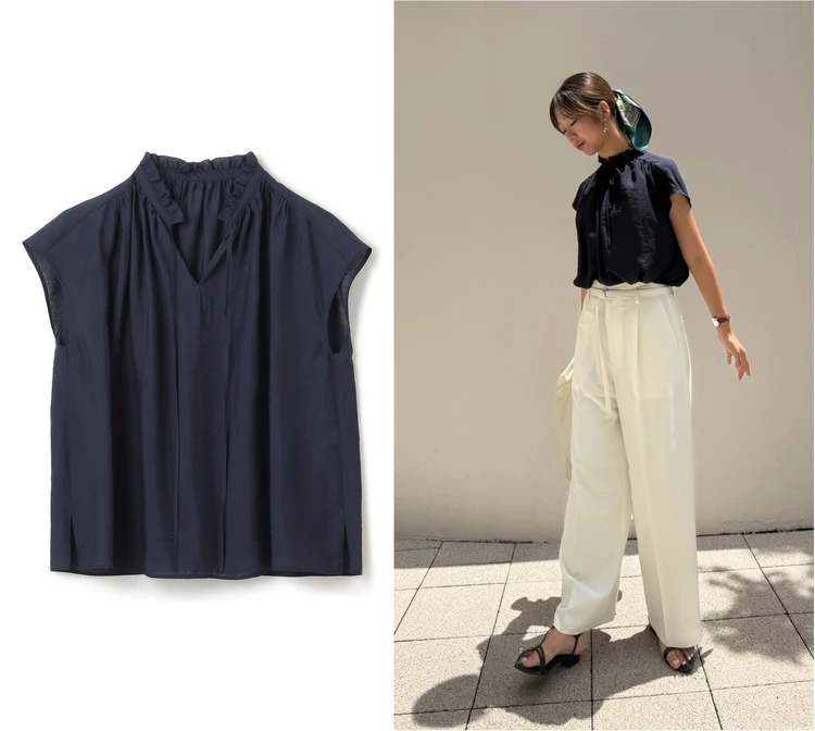 アンフィーロ　ヴィンテージシアー ギャザーブラウス　コラージュ写真
