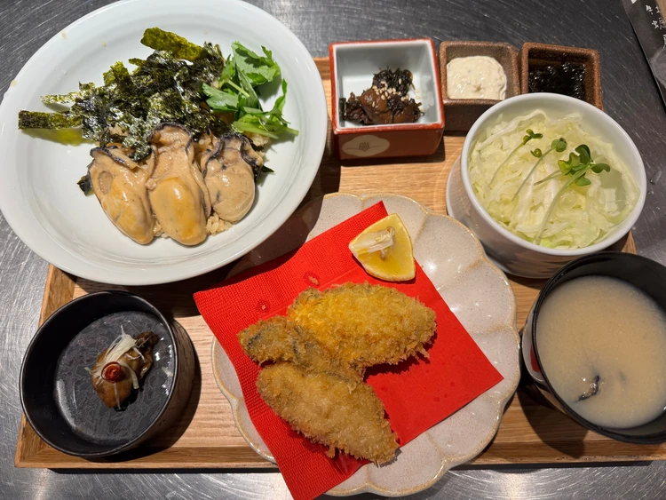 牡蠣屋　特選牡蠣屋定食　宮島グルメ　宮島牡蠣