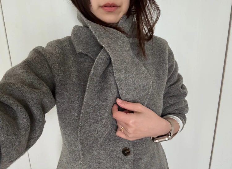 スカーフ付きニットカーディガン