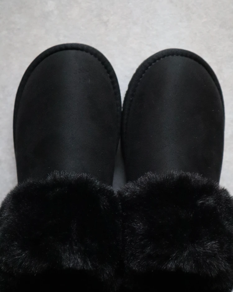 GU　ジーユー　フェイクムートンスリッパ　黒　ブラック
